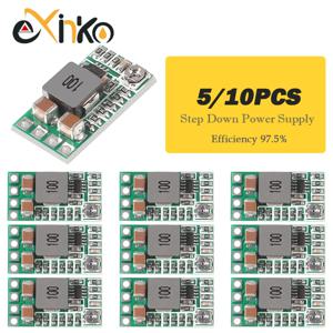 5/10pcs 미니 스텝 다운 전원 공급 장치 모듈 벅 컨버터 DC-DC 4-20V ~ 5V 3A 조정 가능한 효율성 97.5%