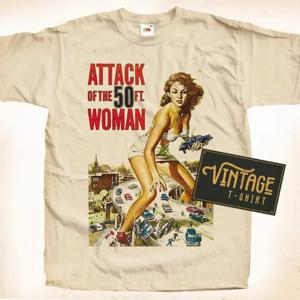 Attack of 50 ft foot 여성용 티셔츠, 천연 빈티지 100 코튼 영화 포스터, 모든 사이즈 S M L XL 2x 3x 4x 5x, v2