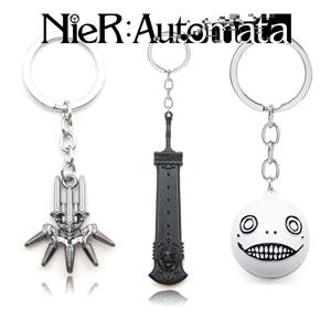 게임 NieR:Automata 키 체인 로봇 2B Emil No2 Type B 흰색 공 YoRHa 금속 펜던트 열쇠 고리 게임 애호가 컬렉션 쥬얼리