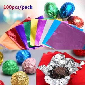 100pcs 8x8cm 알루미늄 호일 포장지 시트 호일 캔디 패키지 종이 초콜릿 캔디 설탕 음식 Diy 베이킹 용품