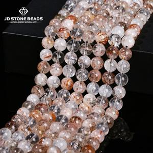 천연 석재 블랙 슈퍼 세븐 쿼츠 비즈 라운드 루즈 스페이서 6 8 10mm 쥬얼리 만들기 Diy 목걸이 팔찌 액세서리 15