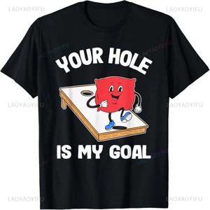 Your Hole Is My Goal Cornhole 콩 가방, 냉혹한 콘홀 티셔츠, 반팔 하라주쿠 스타일, 캐주얼 Y2k 티, 여름
