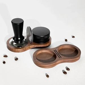 51/53/58MM 호두 나무 커피 탬퍼 매트 스테이션 스탠드 커피 파우더베이스 탬퍼 보관 패드 필터 스크린 홀더 커피 도구