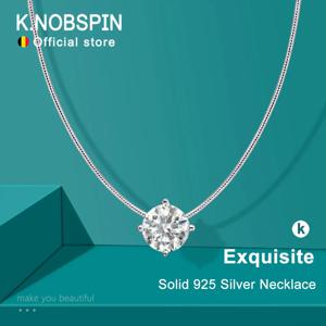KNOBSPIN D VVS1 Moissanite Pandent 목걸이 s925 스털링 실버 도금 18k 화이트 골드 GRA 인증 여성용 우아한 목걸이