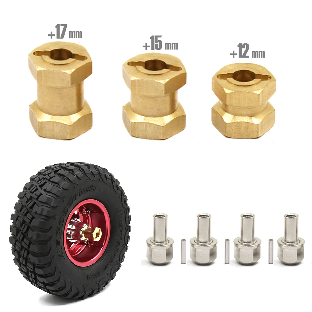 4개 12mm/15mm/17mm 액슬 와이드 육각 휠 어댑터 (1/10 RC 크롤러 자동차 TRX4 RC4WD D90 D110 Axial Scx10 90046 CatRC 용)