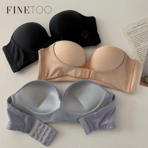 FINETOO 프론트 클로저 Strapless Bra 여성용 섹시한 보이지 않는 브래지어 속옷 여성 브래지어 원피스 무선 Bralette를 밀어 올리십시오
