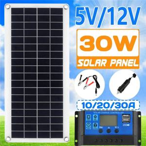 태양 전지 패널 키트 30W 12V 듀얼 USB 출력 태양 전지 태양 전지 패널 20A 30A 40A 50A 컨트롤러 자동차 요트 배터리 보트 충전기