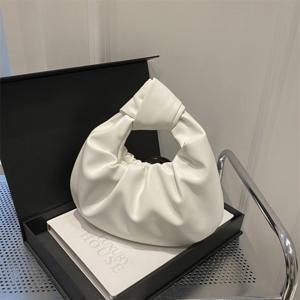 여성용 소형 매듭 핸드백, PU 가죽 매듭 탑 핸들 가방, 간단한 구름 손목 가방, 파티 휴가용, 단색, 신상