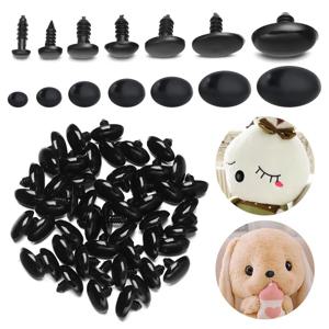 플라스틱 타원형 개 코 스레드 동물 눈, DIY 안전 인형 코 액세서리, DIY 인형 장난감, 귀여운 곰 버튼, 50 개, 100 개