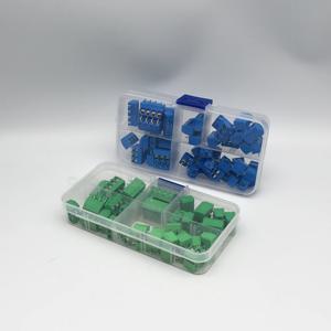 50개/박스 그린 블루 피치 5.0mm 직선 핀 2P 3P 나사형 PCB 터미널 블록 커넥터 10A 300V 24-18AWG