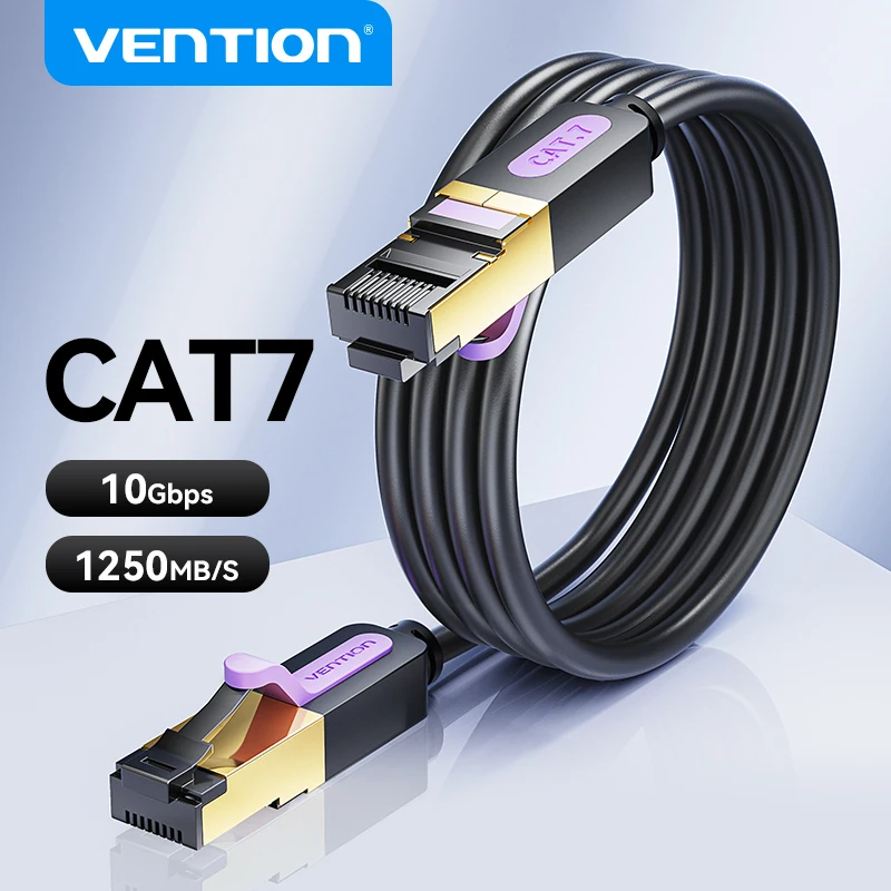 Vention Cat 7 이더넷 케이블, 라우터 이더넷용 패치 코드, 고속 플랫 기가비트 STP RJ45 LAN 케이블, Cat7 네트워크 케이블, 10Gbps