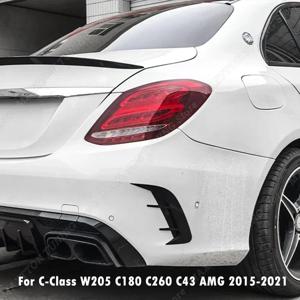 메르세데스 벤츠 C 클래스 W205 4 도어 C180 C200 C260 C43 AMG 2015-2021 후면 범퍼 사이드 아웃렛 스포일러 에어 벤트 나이프 트림