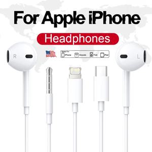 Apple iPhone 16 15 14 13 11 12 Pro Max Plus 이어폰 라이트닝 USB C 유선 블루투스 이어폰 액세서리 용 기존 헤드폰