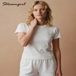 여성용 베이직 티셔츠, 슬림핏 화이트 탑, 여름 블랙 티셔츠, 크루넥, 100% 코튼 티셔츠, 여성용 무지 티셔츠, 부드러운 티셔츠