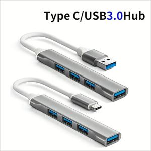 4포트 USB C 허브 3.0 타입 C 확장 스플리터 어댑터 OTG 도킹 스테이션 (맥북 프로 13/15, 에어, PC, 노트북용) - 휴대폰 충전 C