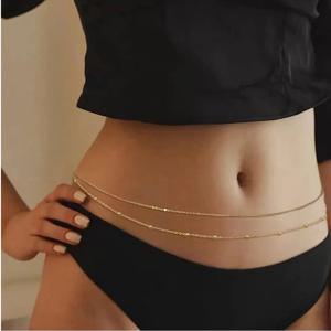여성용 힙합 더블 레이어 밸리 체인, Y2K 골드 컬러 비치 비키니, 허리 바디 체인, 쥬얼리 우아함, 다목적 액세서리