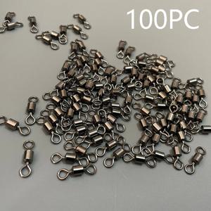 100pcs 베어링 회전 낚시 커넥터 스테인레스 스틸 잉어 낚시 액세서리 태클 Fishhook 미끼 솔리드 링 회전