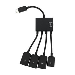 핫 4 포트 마이크로 USB 타입-C 전원 OTG 연장 허브 케이블 블랙 안드로이드 태블릿 스마트폰 U 디스크 마우스 액세서리