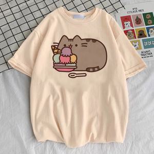 Pusheen 셔츠 소녀 애니메이션 펑크 그래픽 하라주쿠 레트로 2000년대 티셔츠 2000년대 힙합 파스텔 클래식 사이키델릭