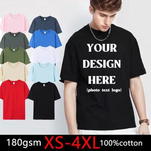 180gsm 100% 코튼 T 셔츠 남성 사용자 정의 디자인 텍스트 탑 티 남성 나만의 디자인 인쇄 브랜드 팀 사용자 정의 DropShipping