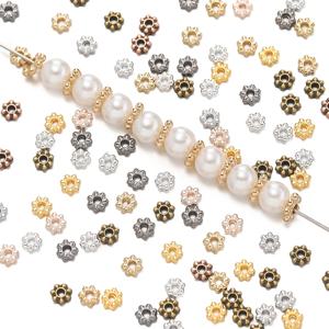 200Pcs 4/6mm 합금 눈송이 구슬 꽃 스페이서 느슨한 구슬 DIY 팔찌 목걸이 쥬얼리 액세서리 용품 만들기