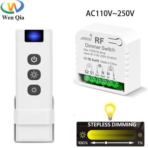 원격 제어 기능이 있는 무선 조광기 전등 스위치 AC110V 220V 디밍 가능 스위치 LED 및 할로겐 10W-150W용 100M 제어(Wi-Fi 없음