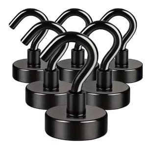 6Pcs 강력한 자기 후크 펀치없는 벽 자석 후크 키 코트 걸이 걸이 주방 냉장고 욕실 사무실 주최자