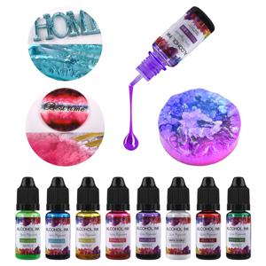 10ml 아트 잉크 알코올 수지 안료 액체 착색제 염료 잉크 확산 에폭시 수지 DIY 쥬얼리 24 색 만들기