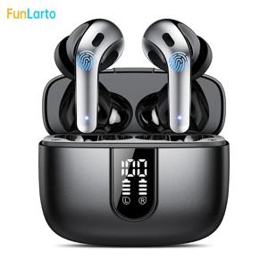 Bluetooth 5.3을 탑재한 무선 이어폰, 쿼드 마이크 통화 소음 감소 ENC, 50H 재생 시간 무선 이어버드 Bluetooth 헤드폰