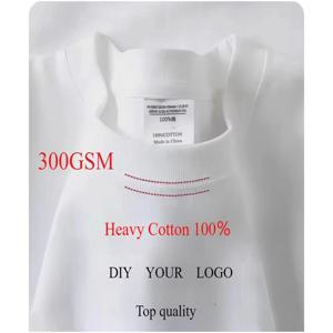맞춤형 티셔츠 DTG 프린팅 300GSM 100% 면 남성 티셔츠 고품질 루즈 캐주얼 여성 티셔츠 개인 맞춤형 상의 작업복