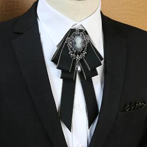 럭셔리 블랙 라인 석 리본 Bowtie 패션 패브릭 천으로 아트 수제 크리스탈 나비 넥타이 리본 보우 브로치 넥타이