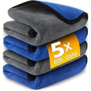 1/5pcs 마이크로 화이버 세차 수건 부드러운 빠른 건조 Windows 거울 닦아 걸레 홈 더블 레이어 청소 천 500GSM