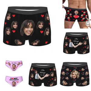 사용자 정의 맞춤형 섹시한 복서 DIY 사진 반바지 팬티 남자 속옷 커플 사랑 선물 옴므에 대한 통기성 속옷