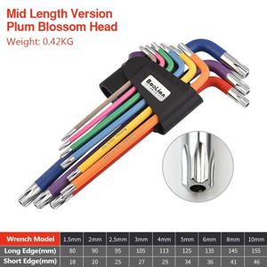 앨런 키 세트 9 PCS 육각 스패너 다채로운 범용 육각 렌치 스크루 드라이버 6 렌즈 볼 키 자전거 수리를위한 손 도구