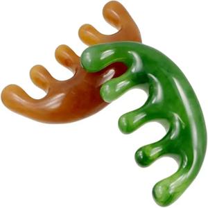 큰 치아 머리 경혈 녹색 5 치아 자오선 혈액 마사지 빗 수지 큰 치아 머리 마사지 도구 5 발 반 둥근 모양 빗