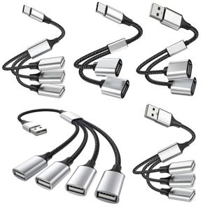 4 포트 USB OTG 분배기 케이블 유형 C 남성 3 USB 2.0 여성 연장 코드, USB 포트 허브 데이터 전원 분할 어댑터 노트북