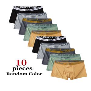 무작위 10Pcs 남성 속옷 패션 높은 스트레치 복서 반바지 통기성 부드러운 남성 반바지 편안한 플러스 SizeL-4XL