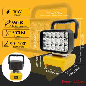 DeWalt 20V 리튬 이온 배터리 액세서리 DCB183 DC206 LED 작업 램프 라이트 토치 손전등 랜턴 캠핑 비상 조명