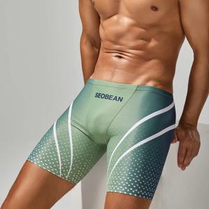 새로운 남성용 로우라이즈 SWIM BOXER 수영복 롱 VORTEX 그라데이션 컬러 수영복