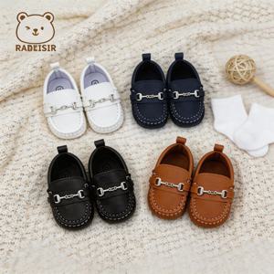 봄과 가을 아기 워킹 슈즈, 남아 및 여아 로퍼, 영국 스타일 작은 가죽 신발, 클래식하고 심플한 디자인