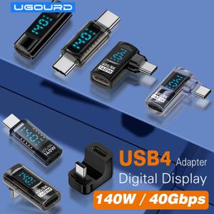 90도 USB C 어댑터 직각 U 모양 USB4 유형 C 어댑터 40Gbps LED 디스플레이 PD 140W 8K 익스텐더 Thunderbolt 3/4