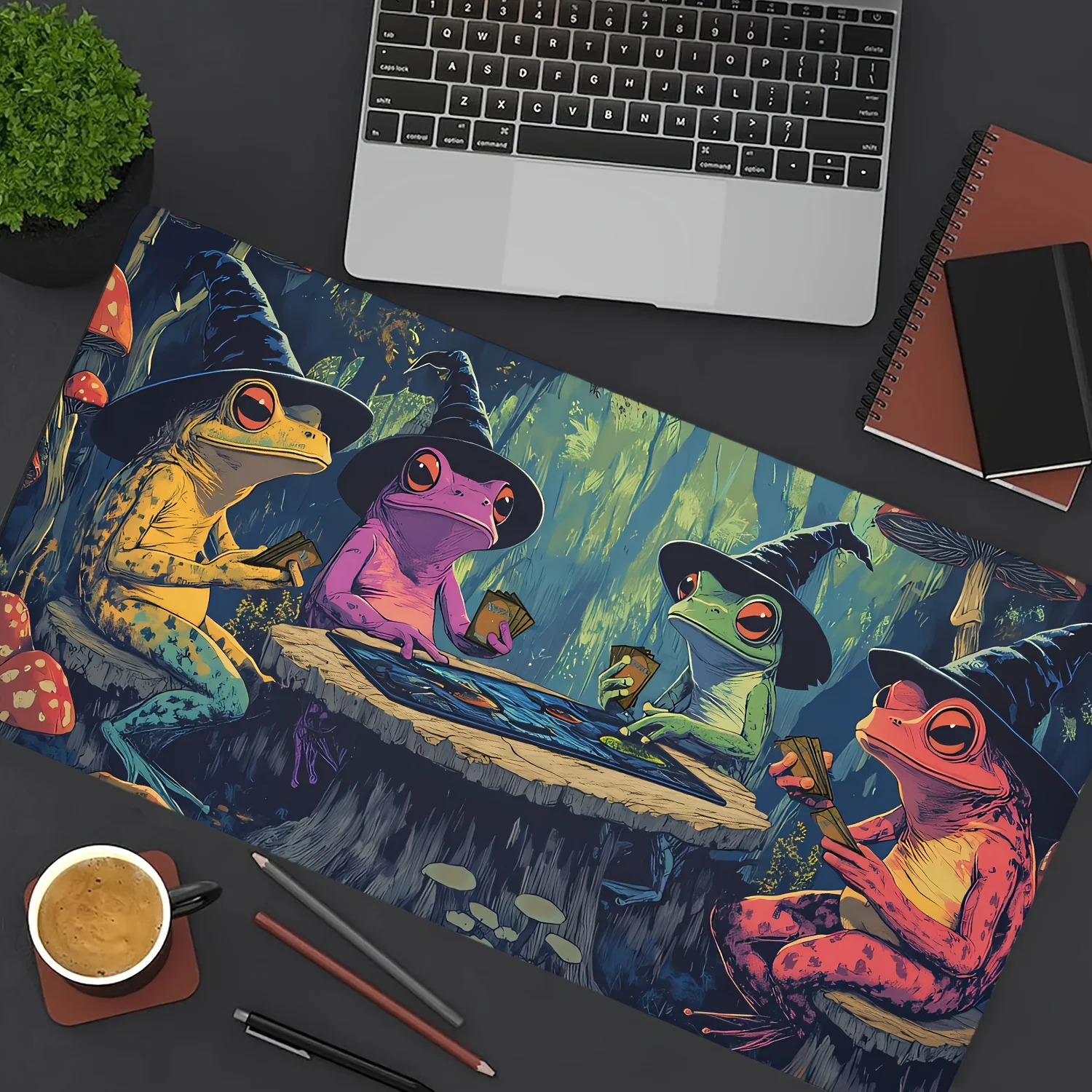 매직 플레이 매트 게임 매트 모음 개구리 마법사 테마 애니메이션 데스크 매트 데스크 액세서리 35X60cm 마우스 매트 라쿤 타페테 매직 매트