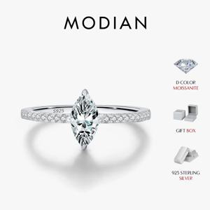 MODIAN 0.5Ct 마름모 Moissanite 반지 925 스털링 실버 스파클링 실험실 여성을위한 다이아몬드 결혼 반지를 만들었습니다. 신부 보석