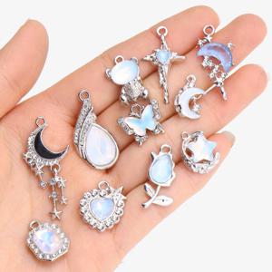 5Pcs 뉴 문 스타 하트 매력 DIY 수제 목걸이 팔찌와 보석 만들기 공예에 대 한 패션 Y2K 스타일 합금 펜 던 트