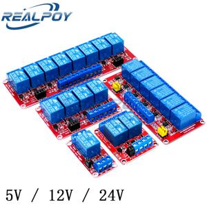 1 2 4 6 8 채널 방식 5V 12V 24V 릴레이 모듈 보드 실드(옵토커플러 지원 포함) Arduino용 고/저 레벨 트리거