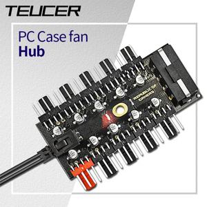 TEUCER PC 쿨러 팬 허브 1 ~ 10 12V 4 핀 PWM 분배기 확장 공급 소켓 집중 장치