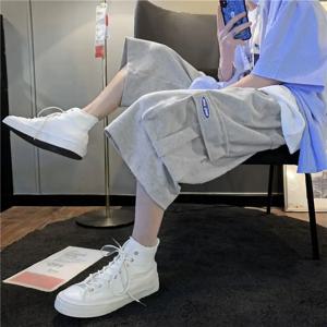 루즈핏 남성 작업복 반바지 여름 얇은 스트레이트 레그 다용도 스타일리쉬 한국 트렌디 7부 바지 캐주얼 카고 반바지