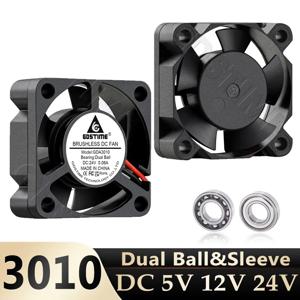 Gdstime 30mm 3D 프린터 팬 5V 12V 24V 미니 PC 팬 3010 2핀 축류 쿨러 3CM 30x30x10mm 미니 DC 브러시리스 듀얼 볼 쿨링 팬