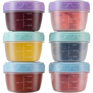 1-6 팩 2.7 OZ 샐러드 드레싱 용기(뚜껑 포함) 작은 조미료 용기 도시락용 소형 소스 용기