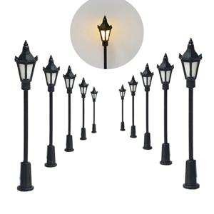 10Pcs 모델 철도 1:75 1:100 1:150 스케일 가로등 램프 따뜻한 흰색 LED 소형 모델 철도 레이아웃 풍경 LED 램프